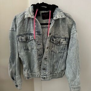 Acid Wash Hooded Denim Jacket NWT